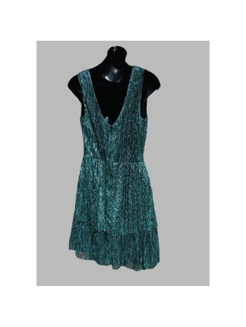 Trixxi Mini Dress Large Green Black Metallic - Picture 4 of 5